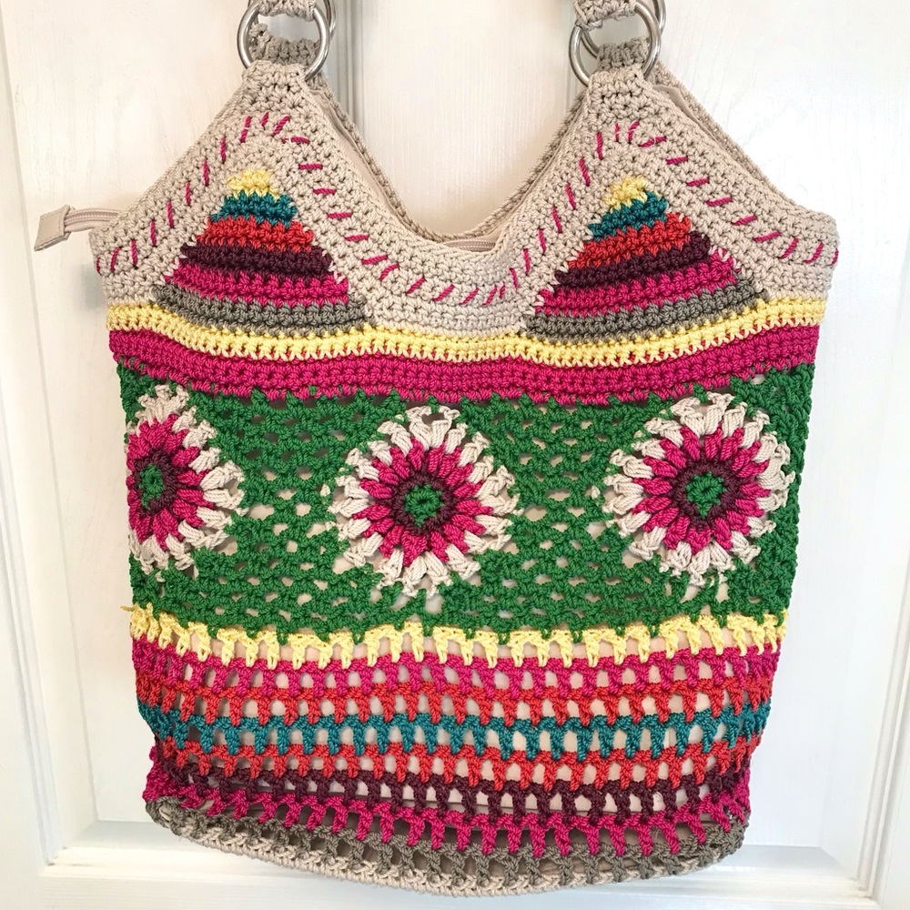 The Sak Ellis Crochet Hobo Bag Boho Granny Square NWOT - Picture 9 of 16